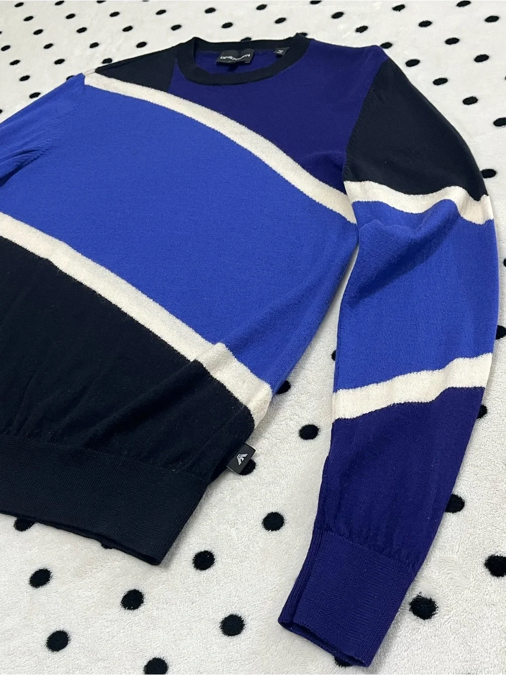 Emporio Armani Colorblock Striped Knit Crewneck Sweater Size S